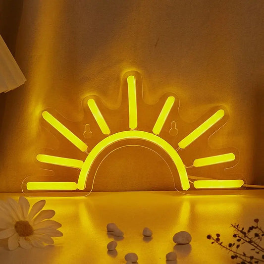 Chi-Buy 1PC Sunrise Shape LED Neon Sign USB Powered Wall Decoration Neon Light Signs Suitable for Party, Wedding