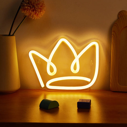 Chi-Buy LED Neon Crown USB Powered Neon Signs Night Light 3D Wall Art & Game Room Bedroom Living Room Decor Lamp Signs